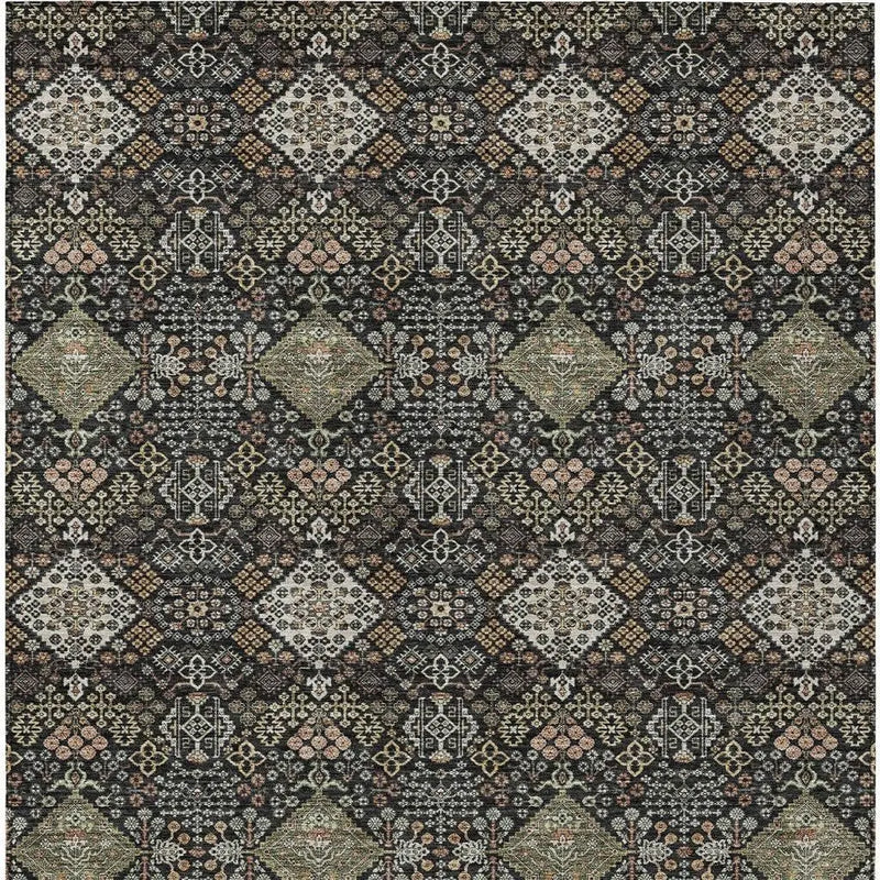 3' X 5' Black And Charcoal Geometric Washable Indoor Outdoor Area Rug Homeroots Outdoor