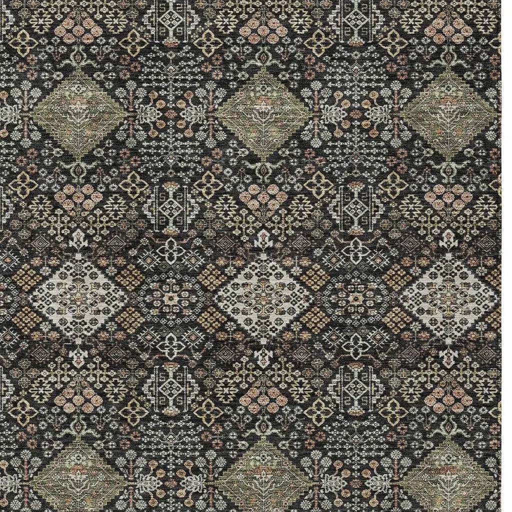 3' X 5' Black And Charcoal Geometric Washable Indoor Outdoor Area Rug Homeroots Outdoor