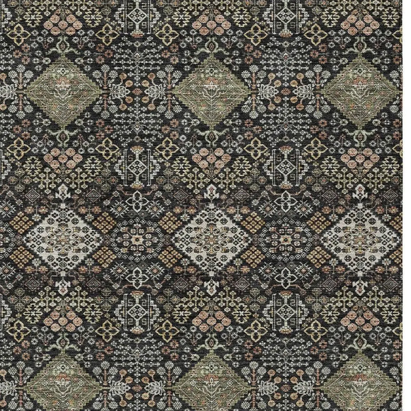 3' X 5' Black And Charcoal Geometric Washable Indoor Outdoor Area Rug Homeroots Outdoor
