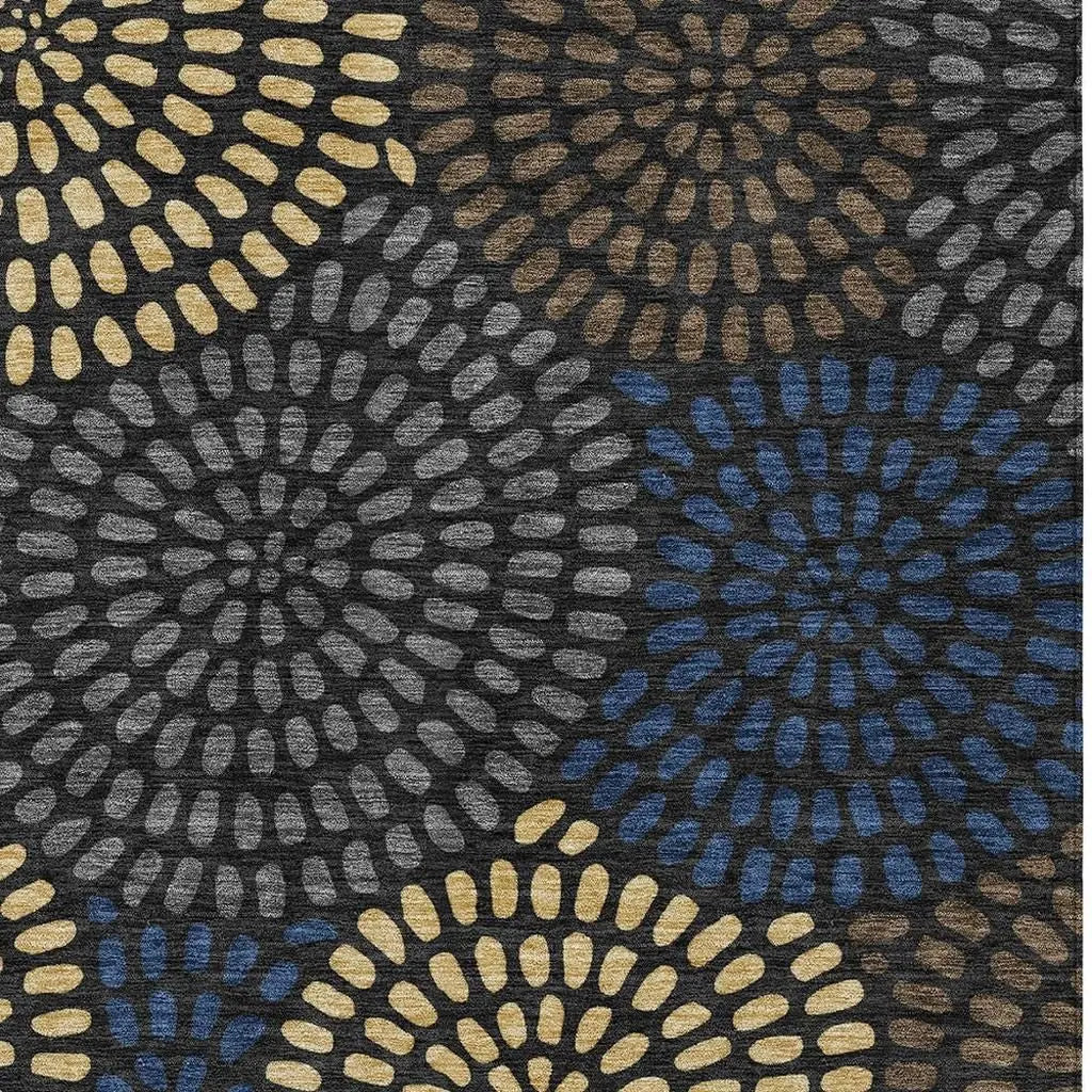 3' X 5' Black And Charcoal Geometric Washable Indoor Outdoor Area Rug Homeroots Outdoor
