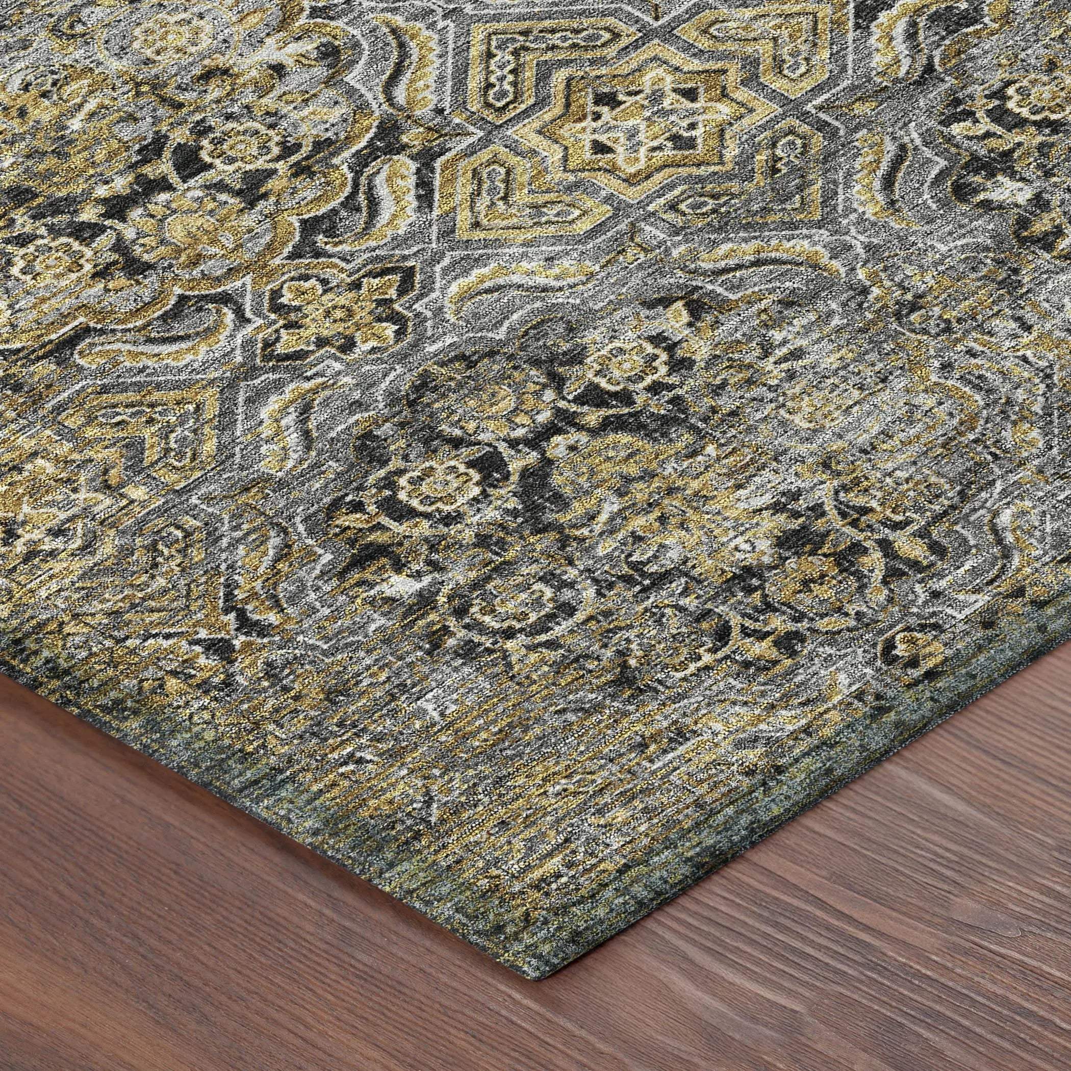 3' X 5' Black And Coffee Floral Washable Indoor Outdoor Area Rug Homeroots Outdoor