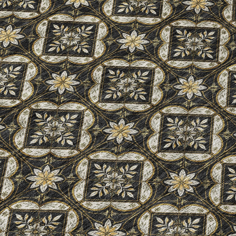 3' X 5' Black And Coffee Geometric Washable Indoor Outdoor Area Rug Homeroots Outdoor