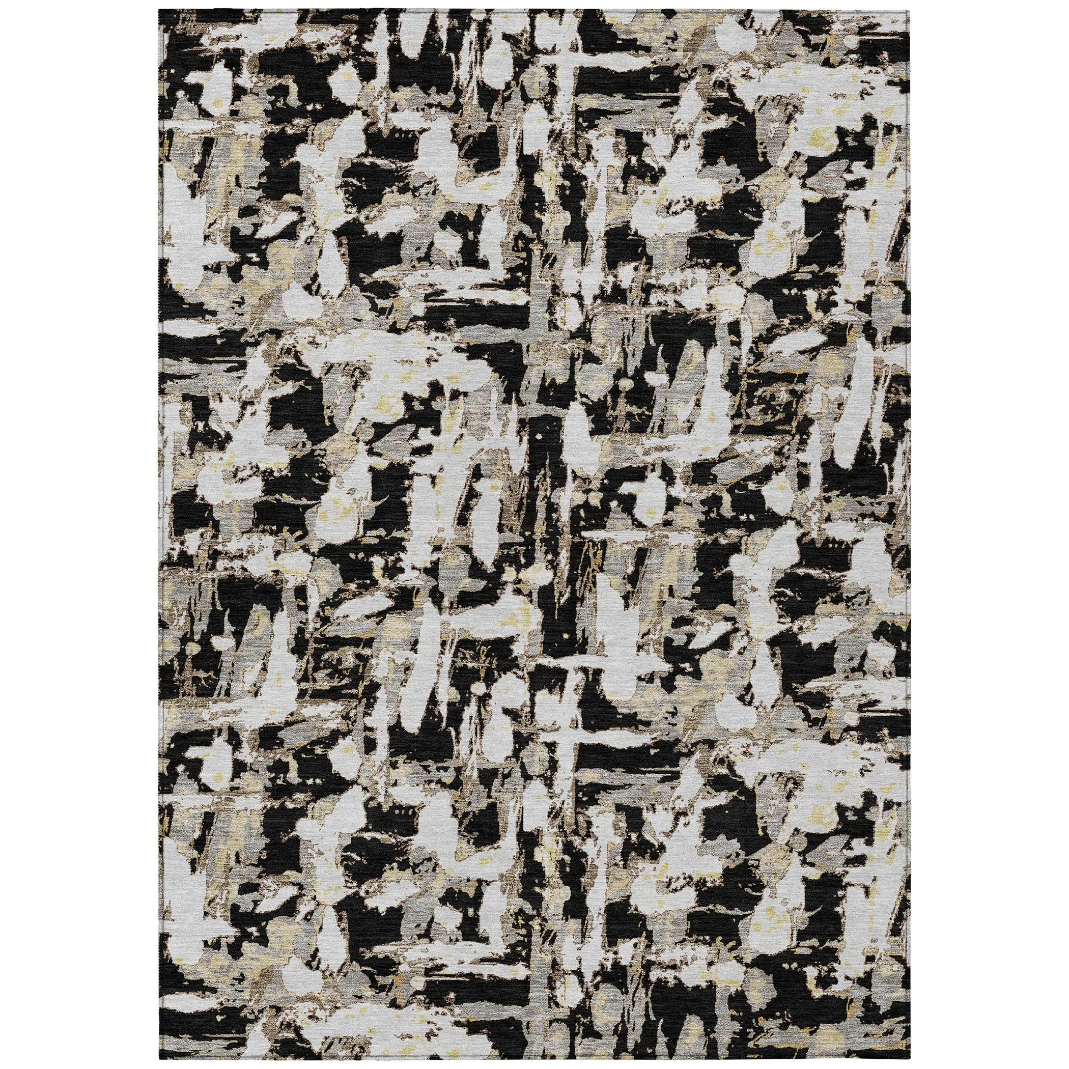 3' X 5' Black And Copper Abstract Washable Indoor Outdoor Area Rug Homeroots Outdoor