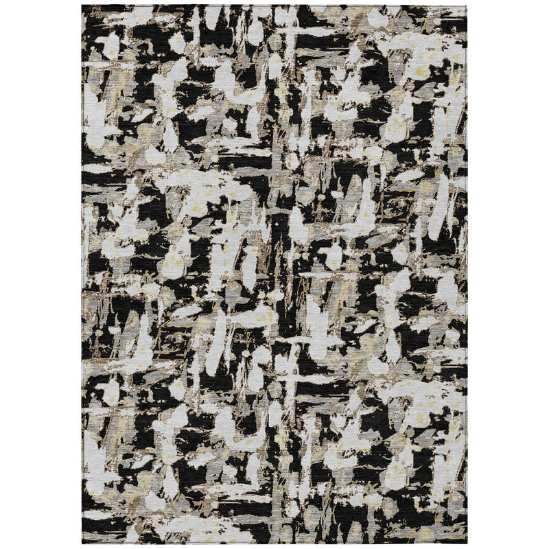 3' X 5' Black And Copper Abstract Washable Indoor Outdoor Area Rug Homeroots Outdoor