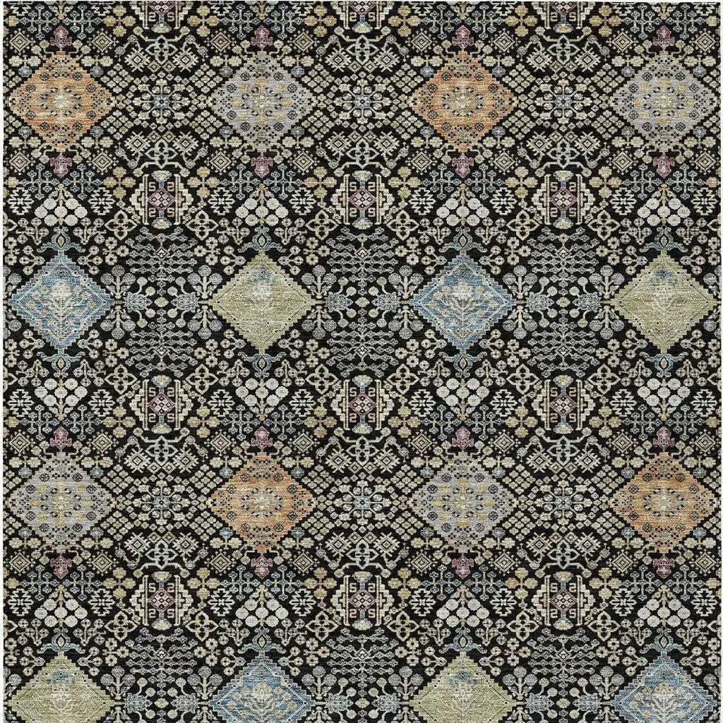 3' X 5' Black And Copper Oriental Washable Indoor Outdoor Area Rug Homeroots Outdoor