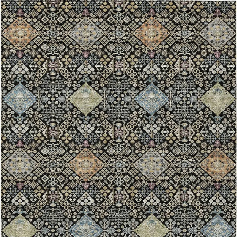 3' X 5' Black And Copper Oriental Washable Indoor Outdoor Area Rug Homeroots Outdoor