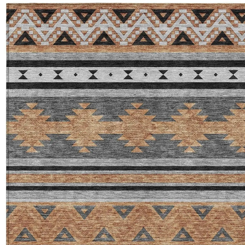3' X 5' Black And Copper Southwestern Washable Indoor Outdoor Area Rug Homeroots Outdoor