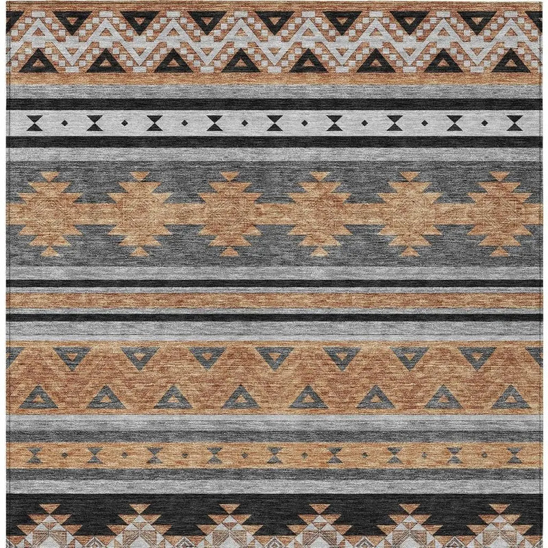3' X 5' Black And Copper Southwestern Washable Indoor Outdoor Area Rug Homeroots Outdoor