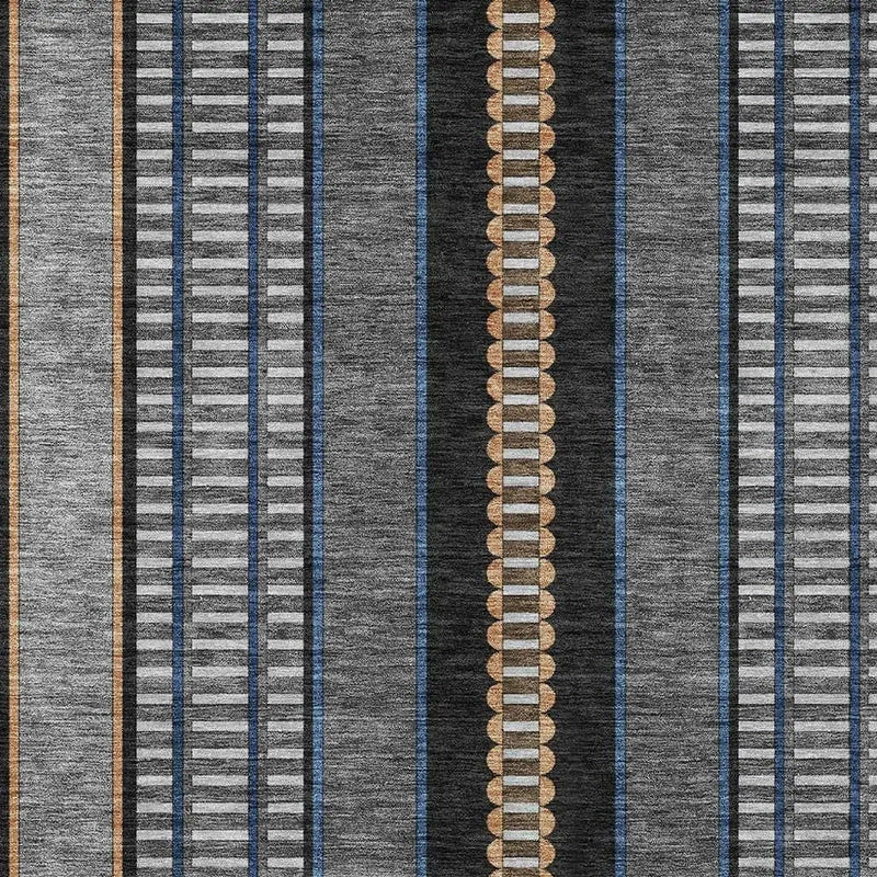 3' X 5' Black And Copper Striped Washable Indoor Outdoor Area Rug Homeroots Outdoor
