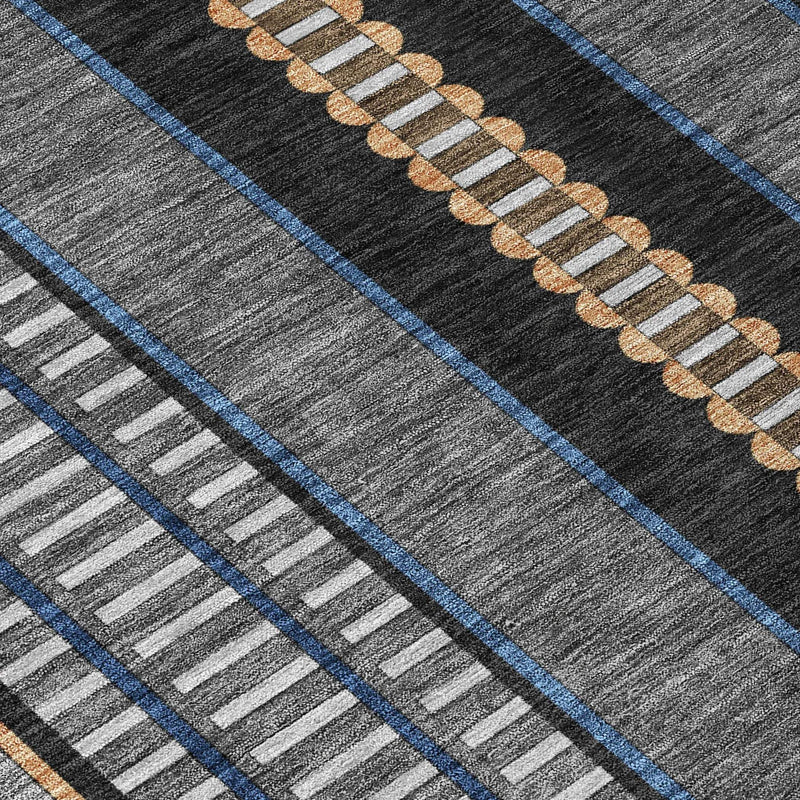 3' X 5' Black And Copper Striped Washable Indoor Outdoor Area Rug Homeroots Outdoor