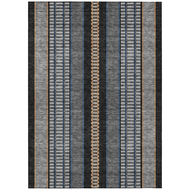 3' X 5' Black And Copper Striped Washable Indoor Outdoor Area Rug Homeroots Outdoor