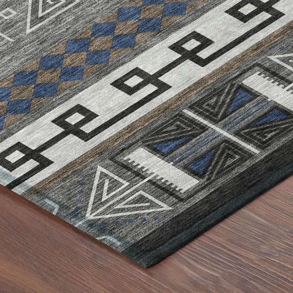 3' X 5' Black And Copper Tribal Washable Indoor Outdoor Area Rug Homeroots Outdoor