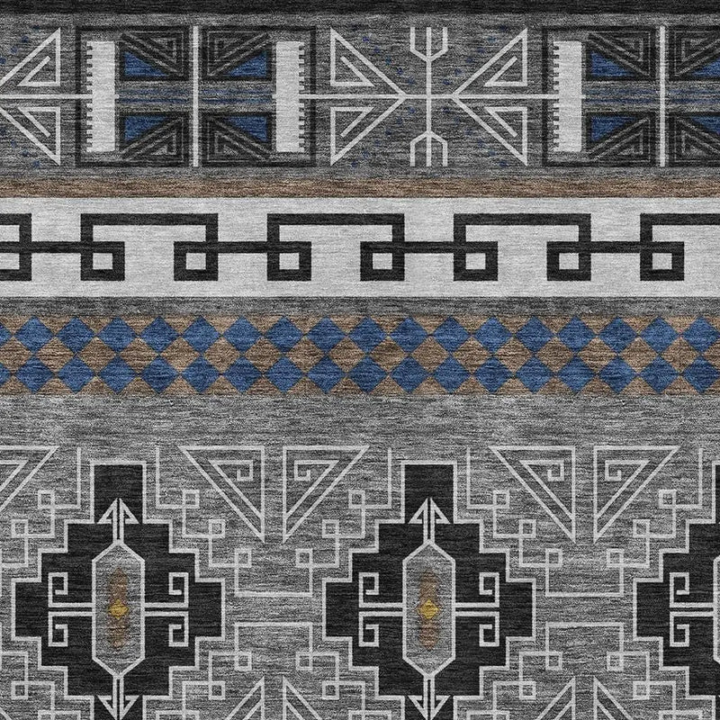 3' X 5' Black And Copper Tribal Washable Indoor Outdoor Area Rug Homeroots Outdoor