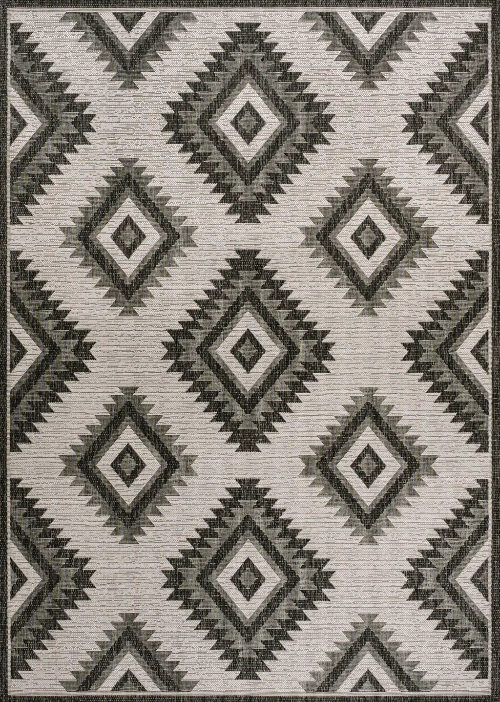 3' X 5' Black And Cream Moroccan Indoor Outdoor Area Rug - GreatEagleInc