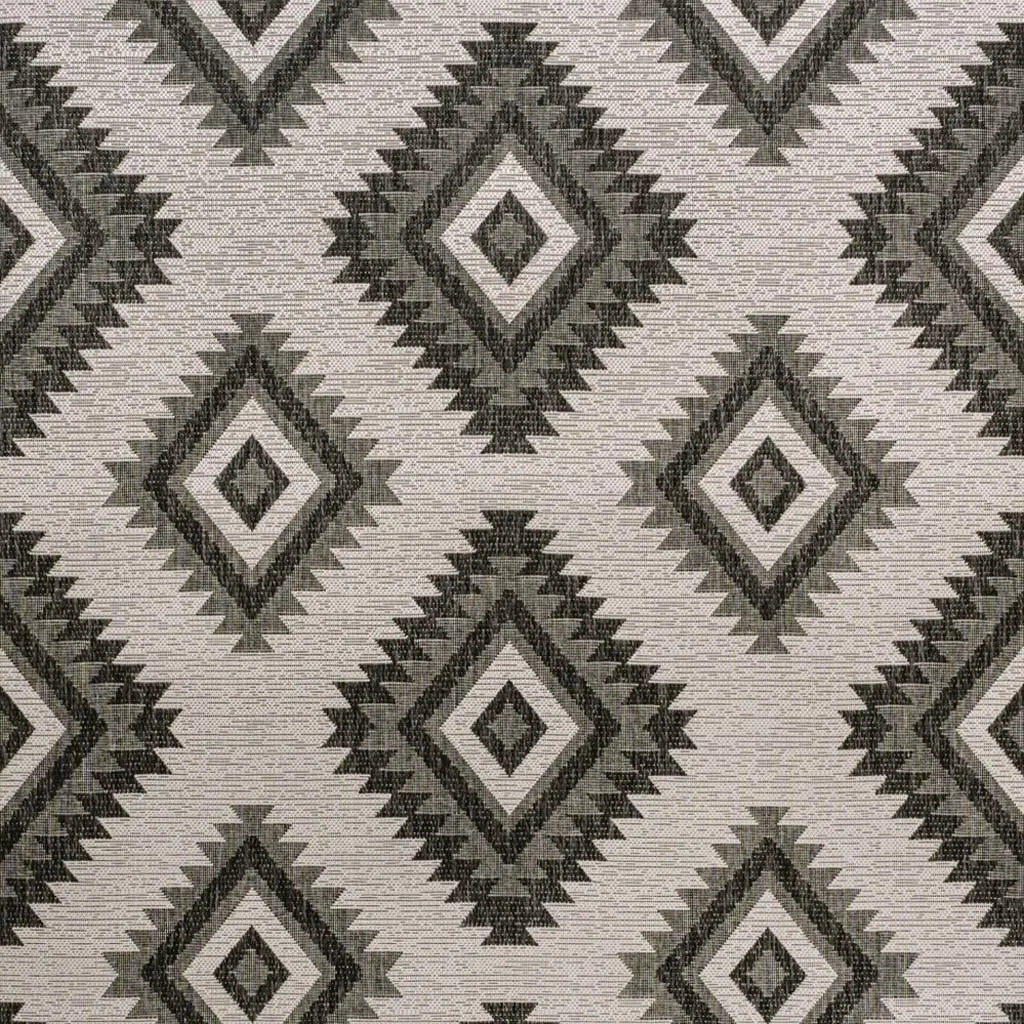3' X 5' Black And Cream Moroccan Indoor Outdoor Area Rug - GreatEagleInc