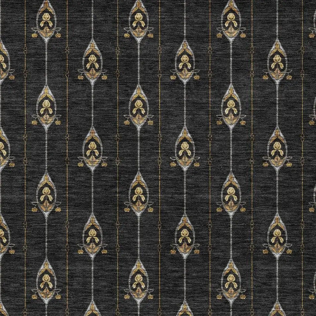 3' X 5' Black And Denim Blue Geometric Washable Indoor Outdoor Area Rug Homeroots Outdoor