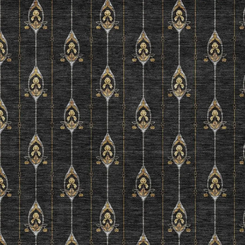3' X 5' Black And Denim Blue Geometric Washable Indoor Outdoor Area Rug Homeroots Outdoor