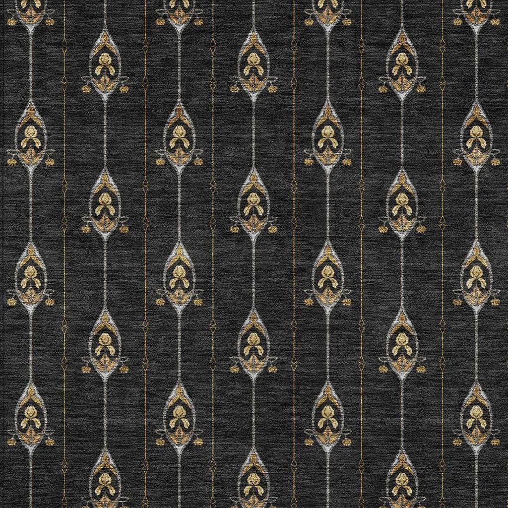 3' X 5' Black And Denim Blue Geometric Washable Indoor Outdoor Area Rug Homeroots Outdoor