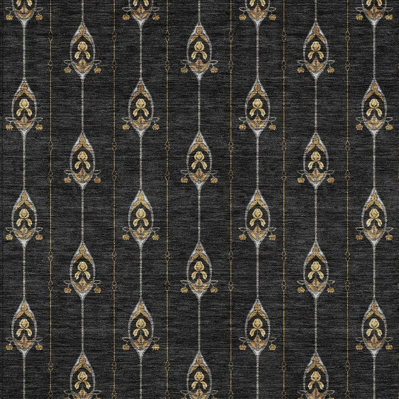 3' X 5' Black And Denim Blue Geometric Washable Indoor Outdoor Area Rug Homeroots Outdoor