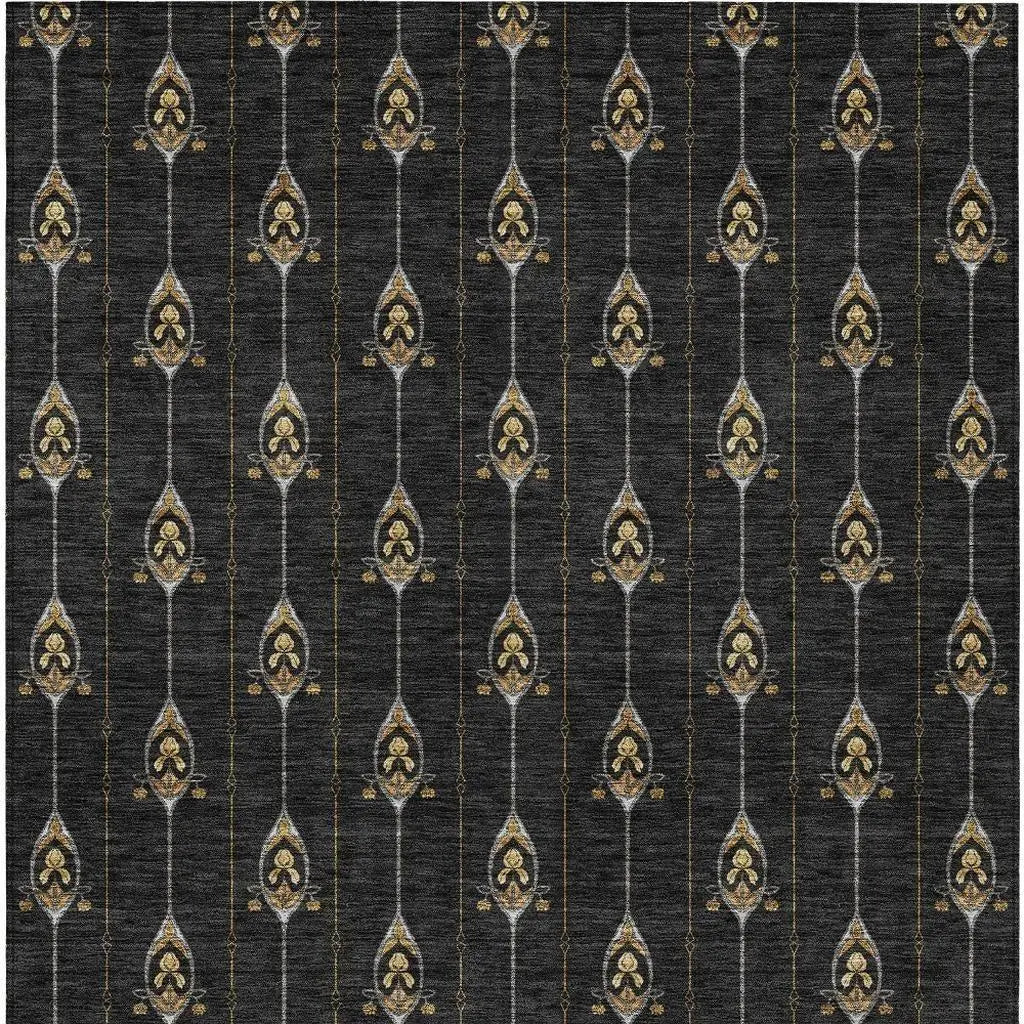 3' X 5' Black And Denim Blue Geometric Washable Indoor Outdoor Area Rug Homeroots Outdoor