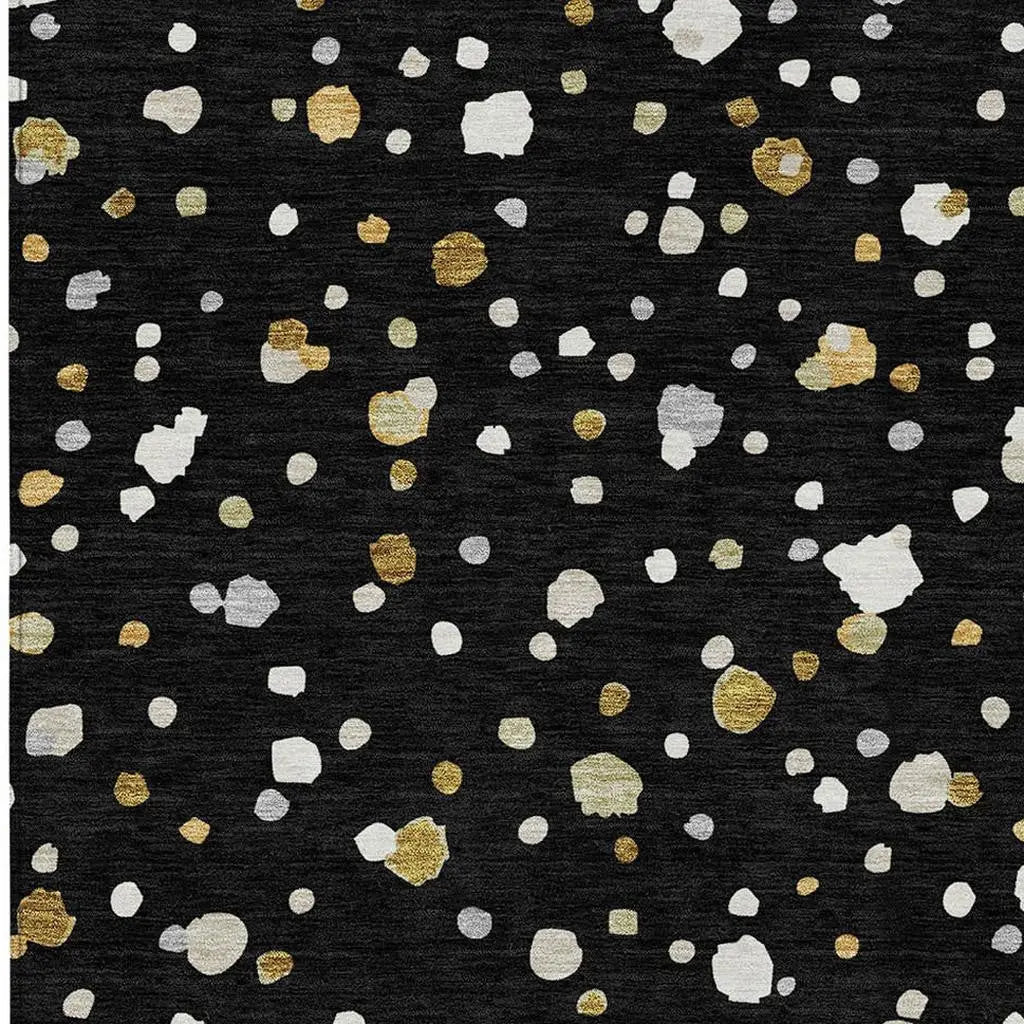 3' X 5' Black And Gold Geometric Washable Indoor Outdoor Area Rug Homeroots Outdoor