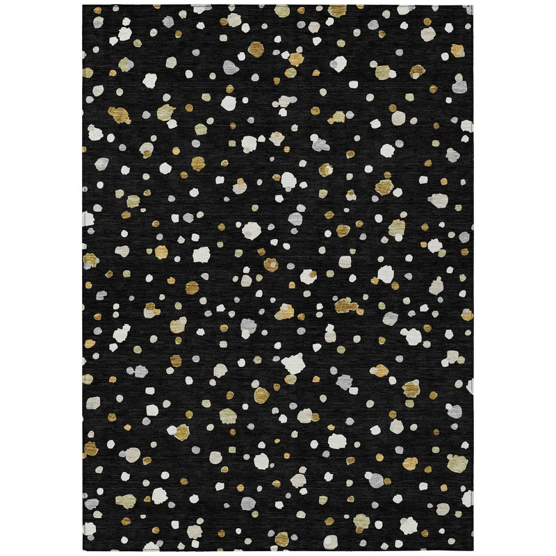 3' X 5' Black And Gold Geometric Washable Indoor Outdoor Area Rug Homeroots Outdoor