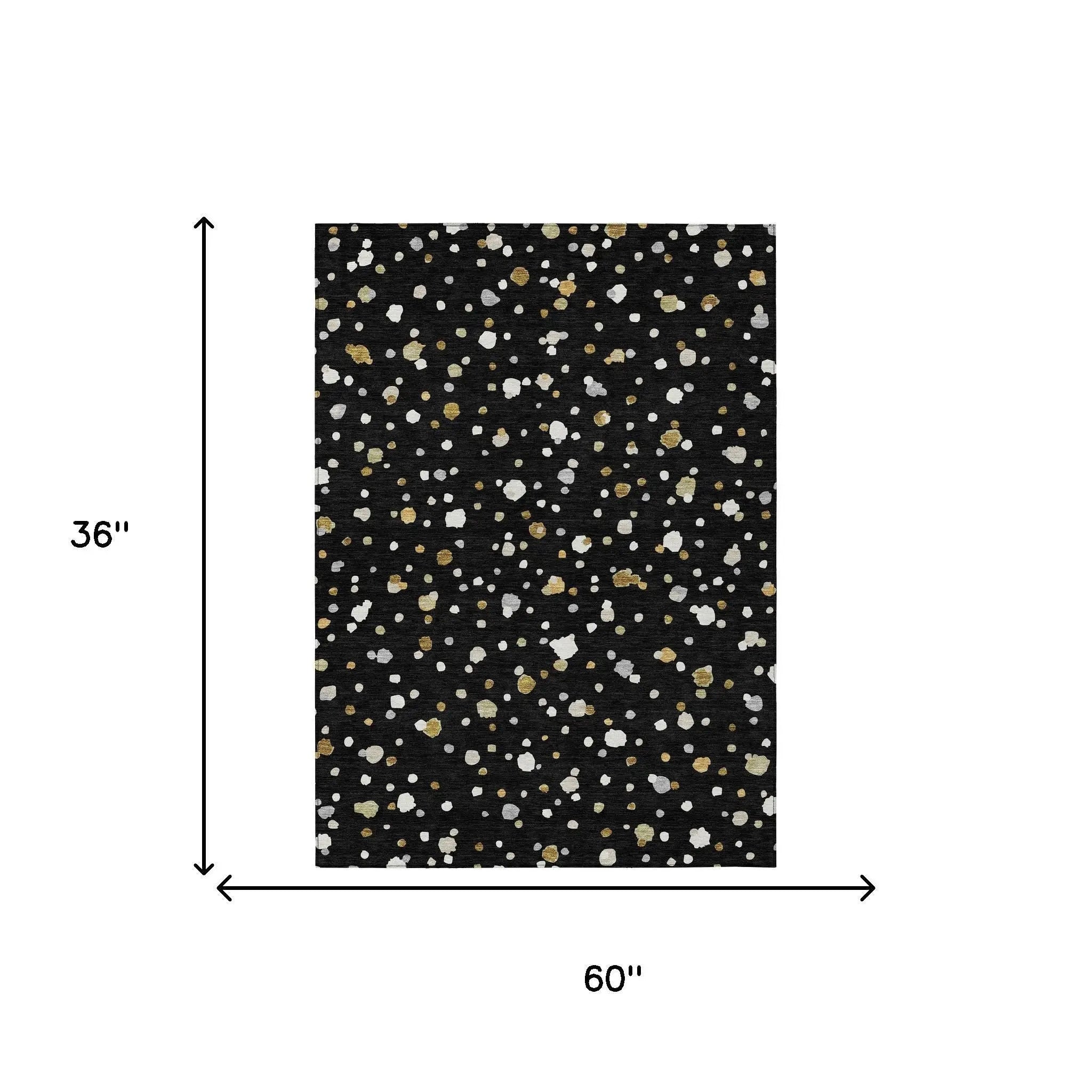 3' X 5' Black And Gold Geometric Washable Indoor Outdoor Area Rug Homeroots Outdoor