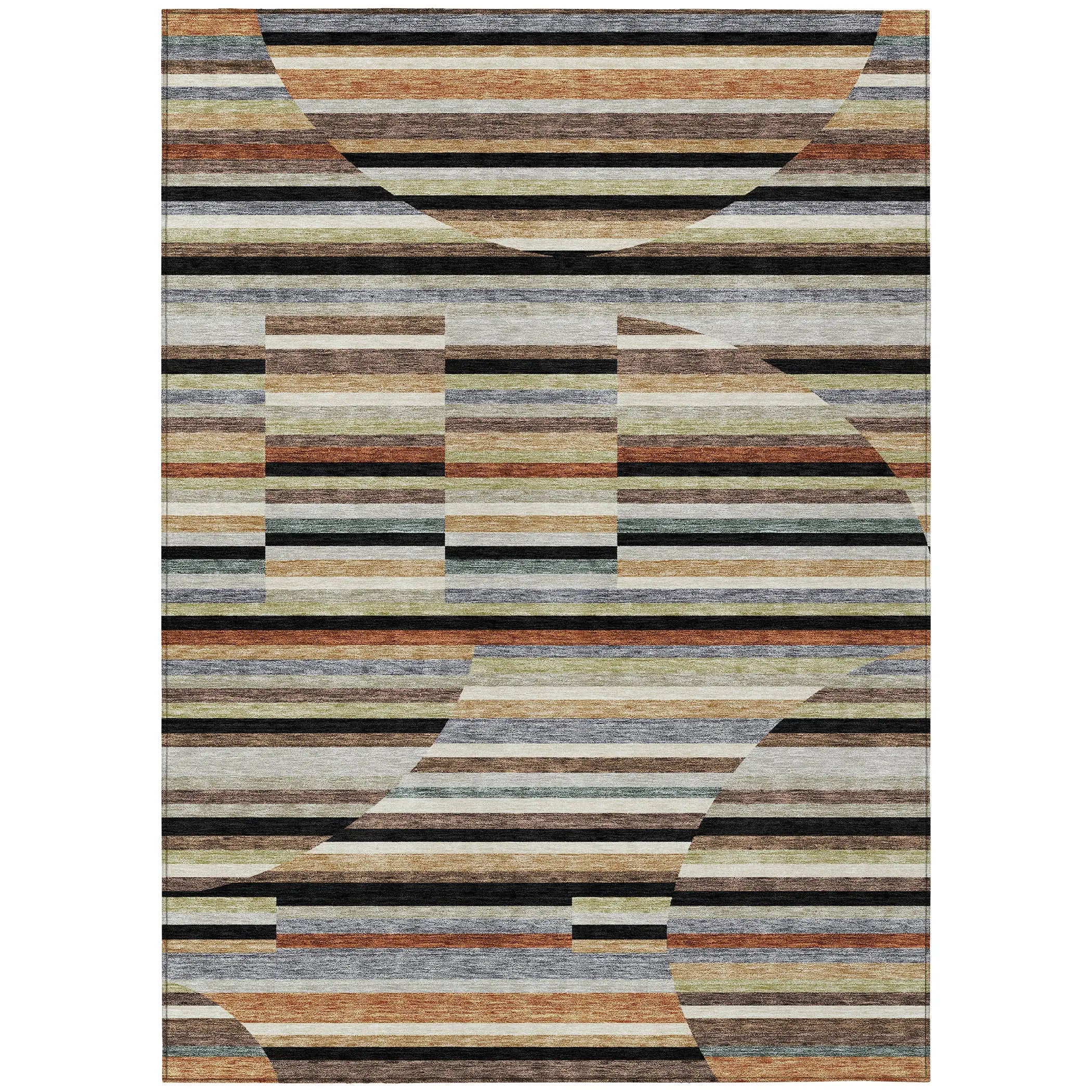 3' X 5' Black And Gold Striped Washable Indoor Outdoor Area Rug Homeroots Outdoor
