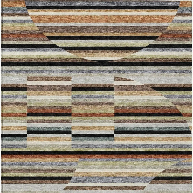 3' X 5' Black And Gold Striped Washable Indoor Outdoor Area Rug Homeroots Outdoor