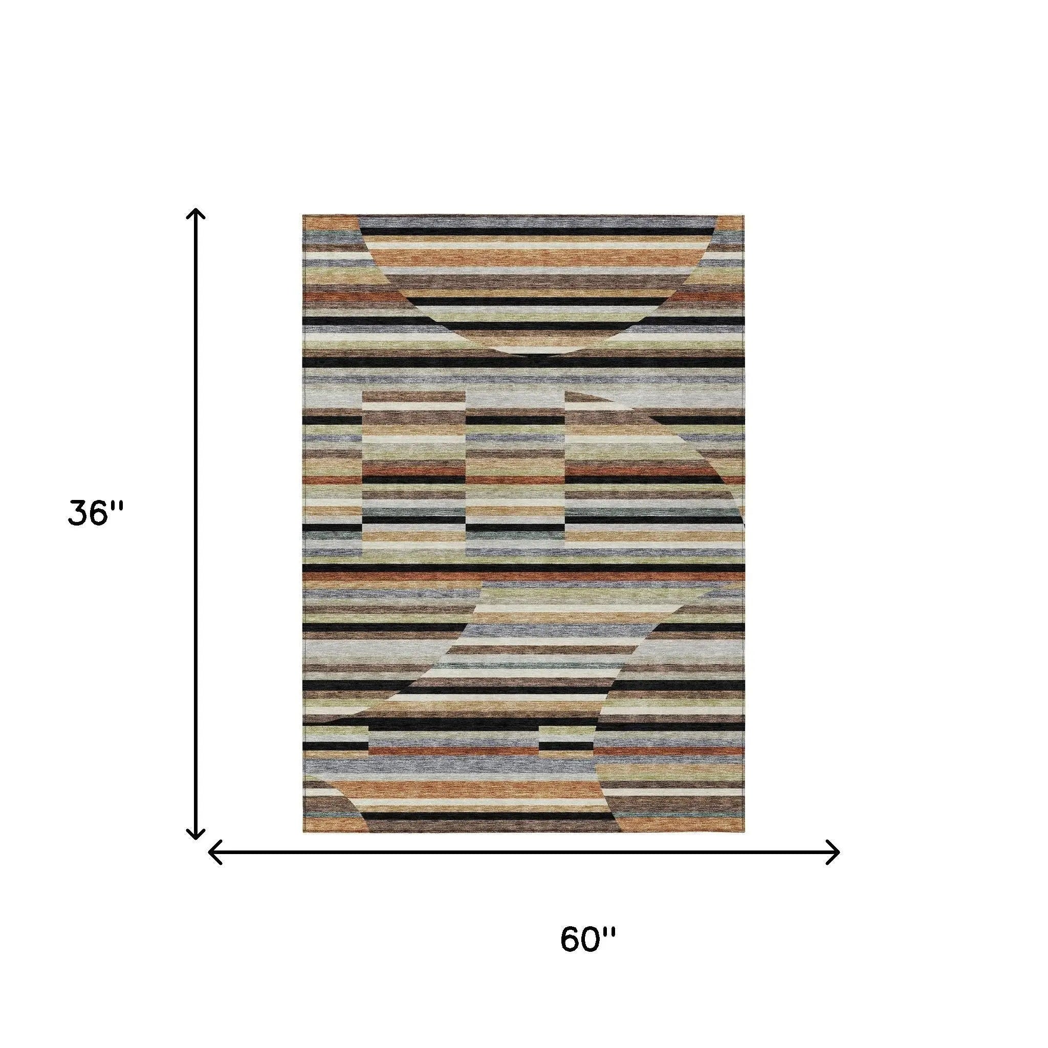 3' X 5' Black And Gold Striped Washable Indoor Outdoor Area Rug Homeroots Outdoor