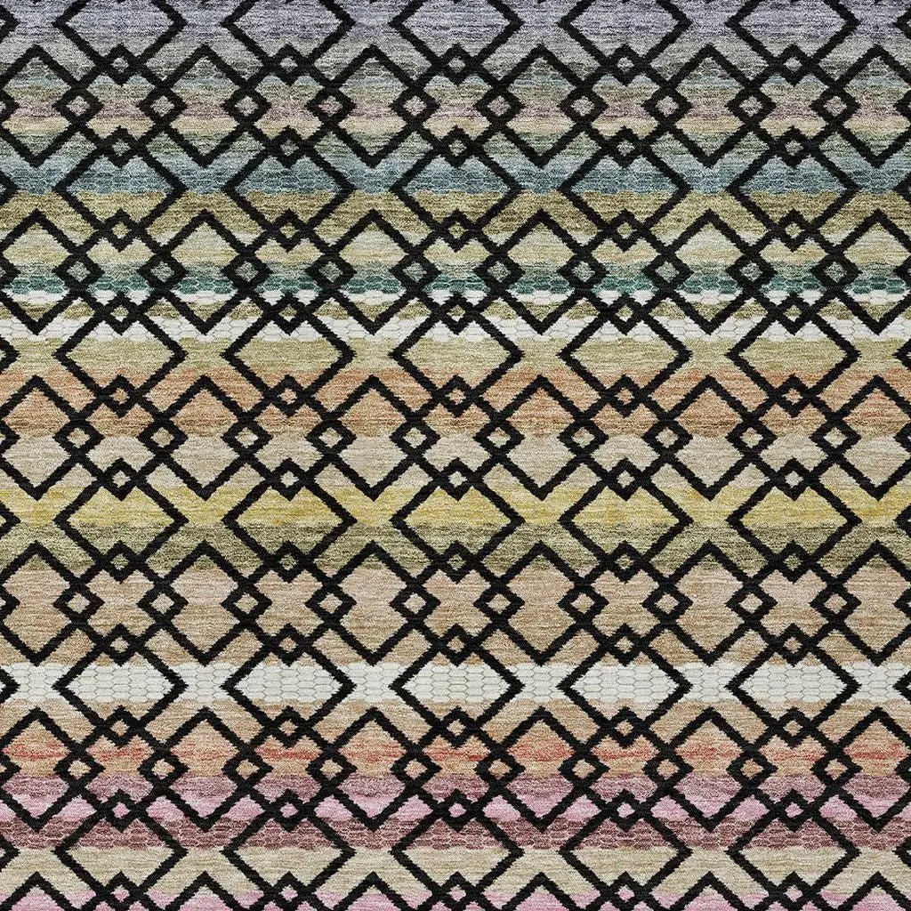 3' X 5' Black And Gold Striped Washable Indoor Outdoor Area Rug Homeroots Outdoor