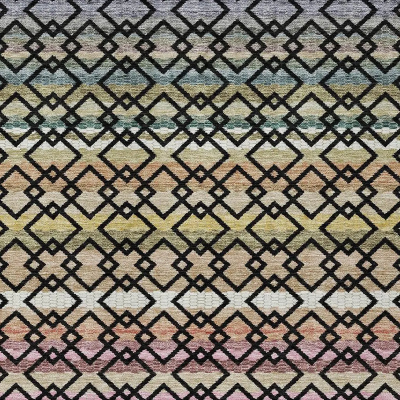 3' X 5' Black And Gold Striped Washable Indoor Outdoor Area Rug Homeroots Outdoor