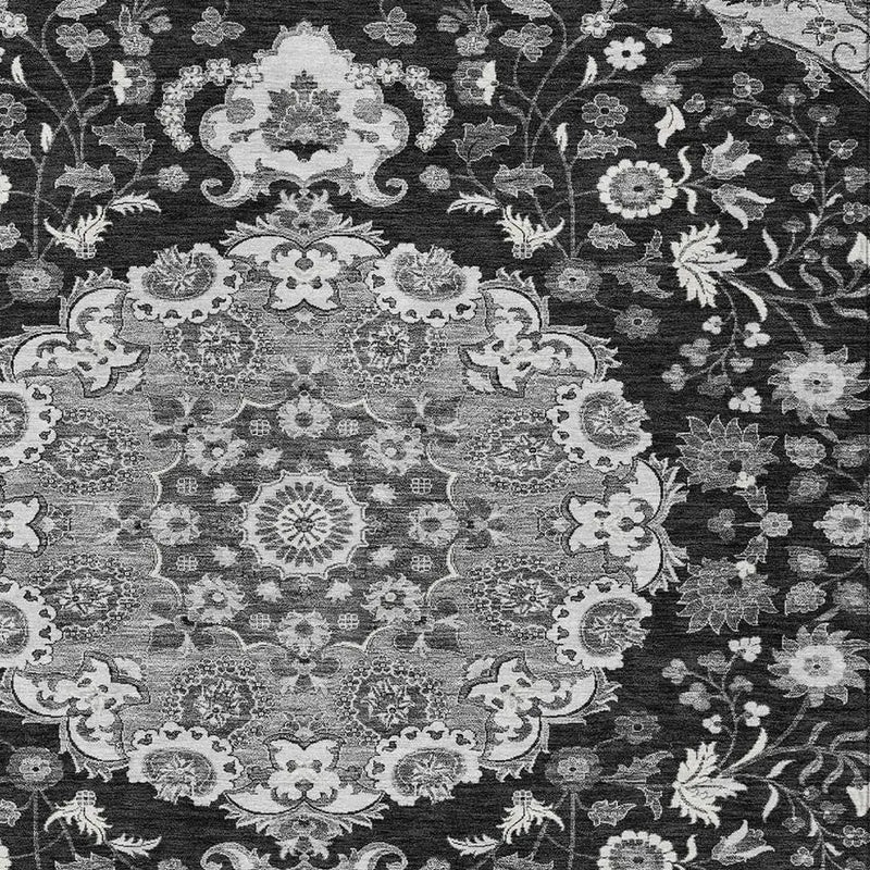 3' X 5' Black And Granite Gray Damask Washable Indoor Outdoor Area Rug Homeroots Outdoor