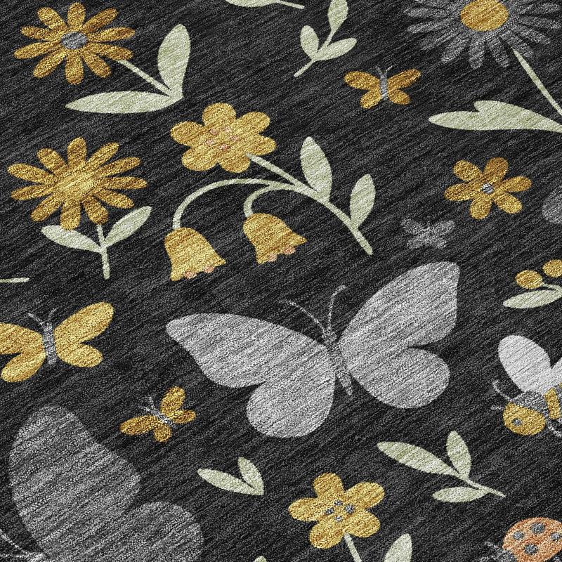 3' X 5' Black And Graphite Abstract Washable Indoor Outdoor Area Rug Homeroots Outdoor
