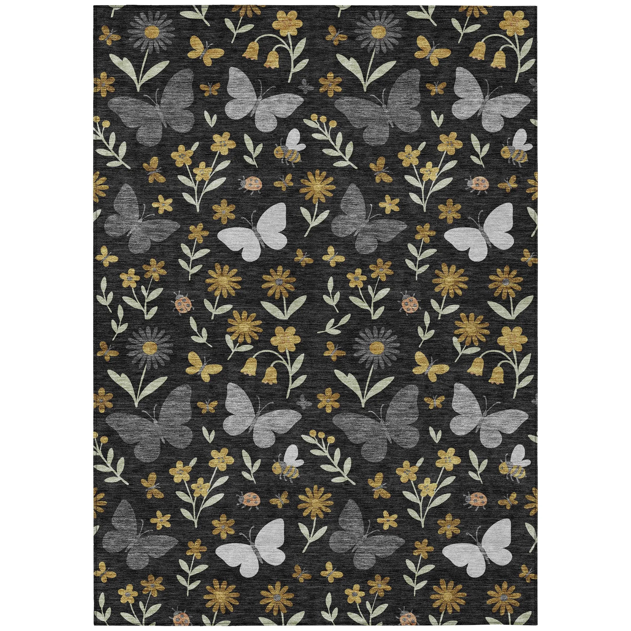 3' X 5' Black And Graphite Abstract Washable Indoor Outdoor Area Rug Homeroots Outdoor