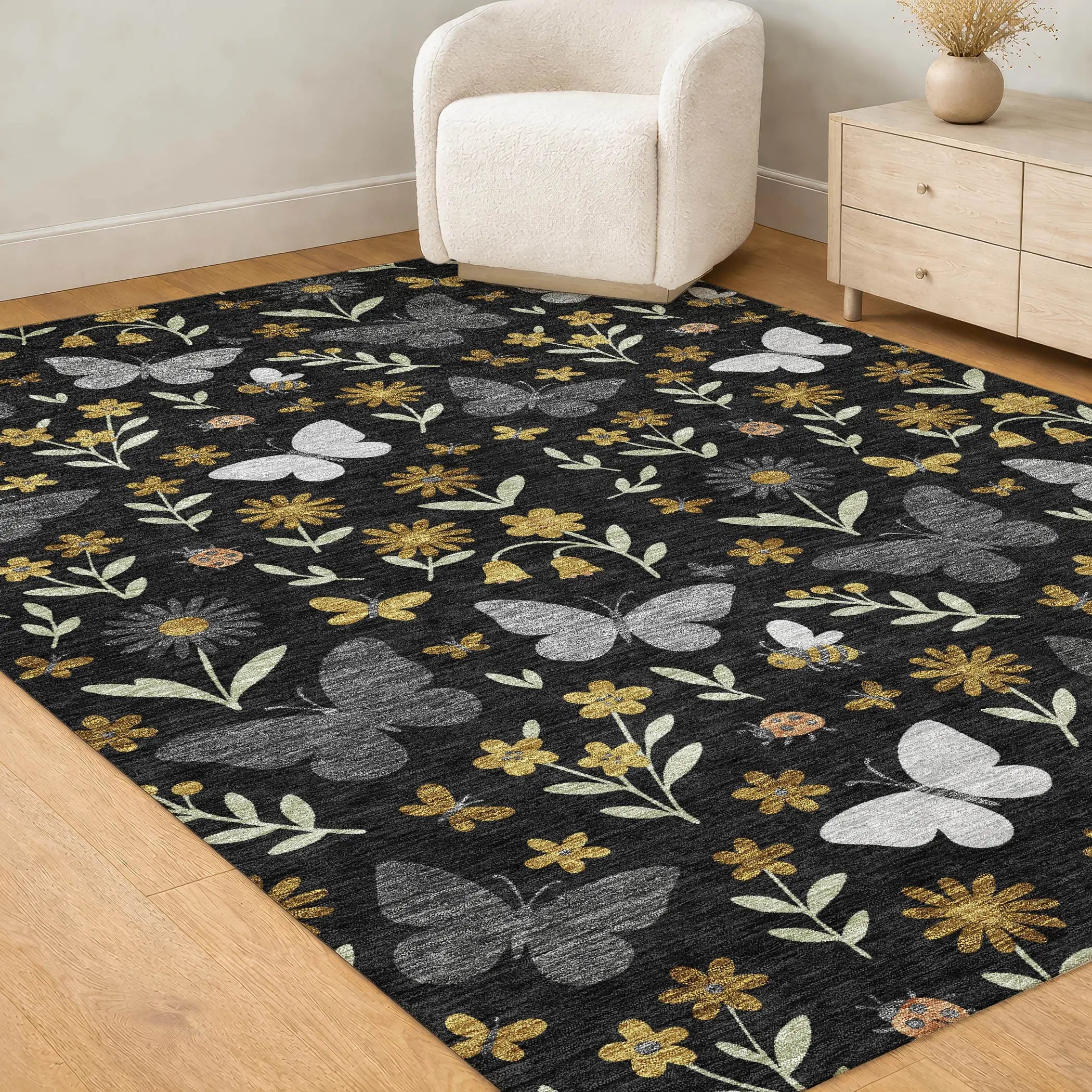 3' X 5' Black And Graphite Abstract Washable Indoor Outdoor Area Rug Homeroots Outdoor