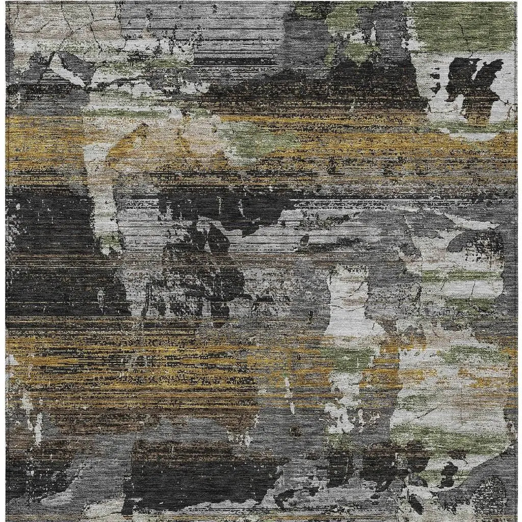 3' X 5' Black And Graphite Abstract Washable Indoor Outdoor Area Rug Homeroots Outdoor