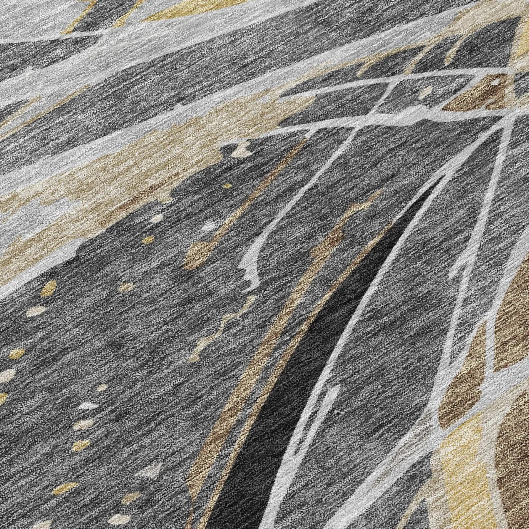 3' X 5' Black And Graphite Abstract Washable Indoor Outdoor Area Rug Homeroots Outdoor