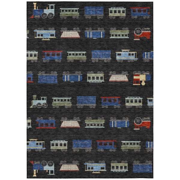 3' X 5' Black And Graphite Abstract Washable Indoor Outdoor Area Rug Homeroots Outdoor