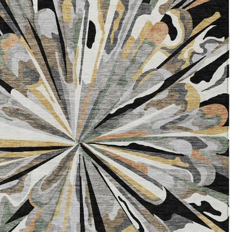 3' X 5' Black And Graphite Abstract Washable Indoor Outdoor Area Rug Homeroots Outdoor