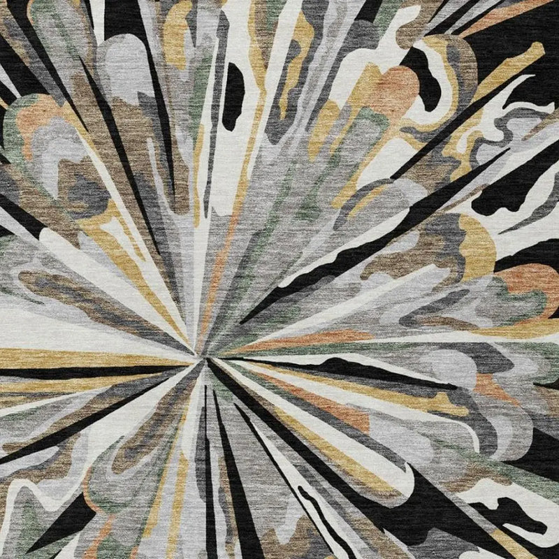 3' X 5' Black And Graphite Abstract Washable Indoor Outdoor Area Rug Homeroots Outdoor