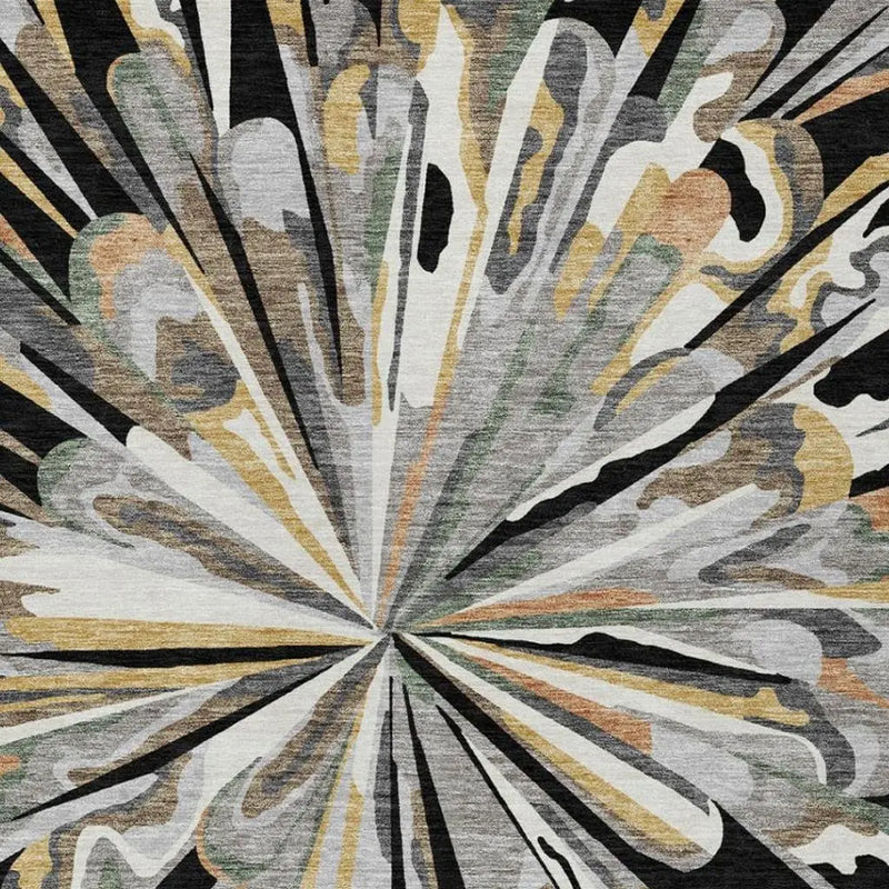 3' X 5' Black And Graphite Abstract Washable Indoor Outdoor Area Rug Homeroots Outdoor