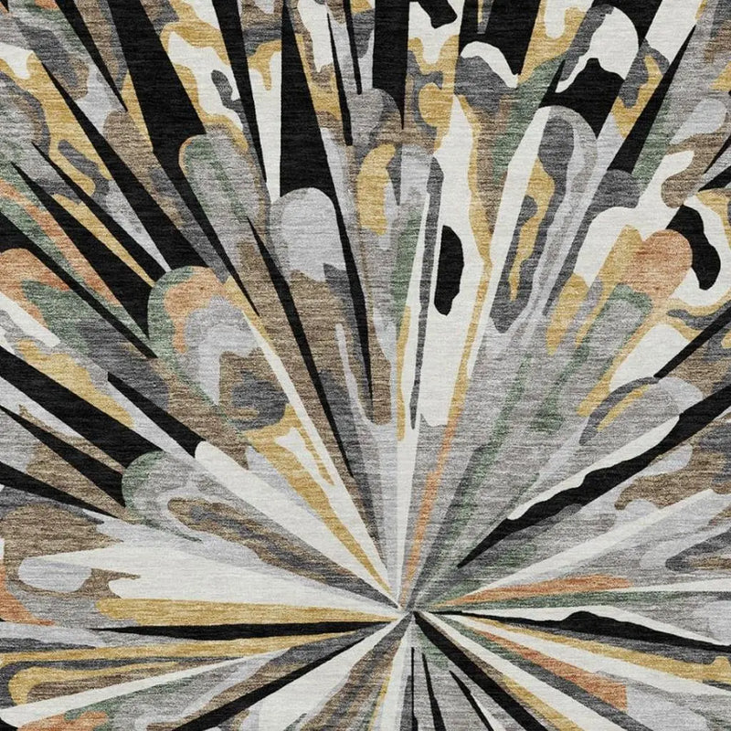 3' X 5' Black And Graphite Abstract Washable Indoor Outdoor Area Rug Homeroots Outdoor