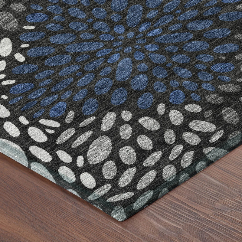 3' X 5' Black And Graphite Abstract Washable Indoor Outdoor Area Rug Homeroots Outdoor