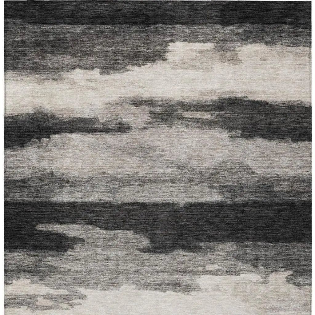 3' X 5' Black And Graphite Abstract Washable Indoor Outdoor Area Rug Homeroots Outdoor