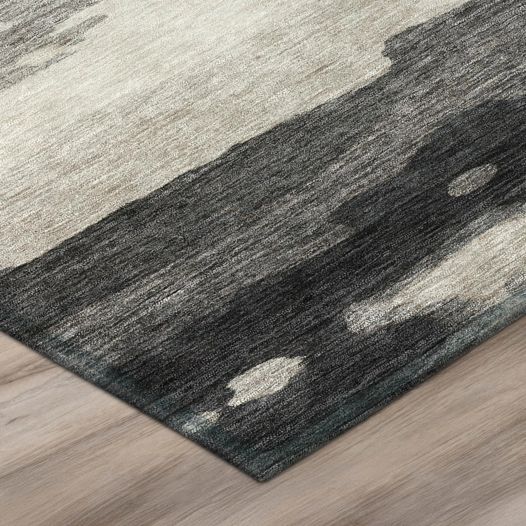 3' X 5' Black And Graphite Abstract Washable Indoor Outdoor Area Rug Homeroots Outdoor