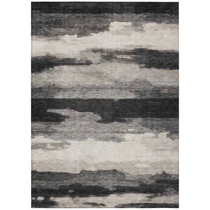 3' X 5' Black And Graphite Abstract Washable Indoor Outdoor Area Rug Homeroots Outdoor
