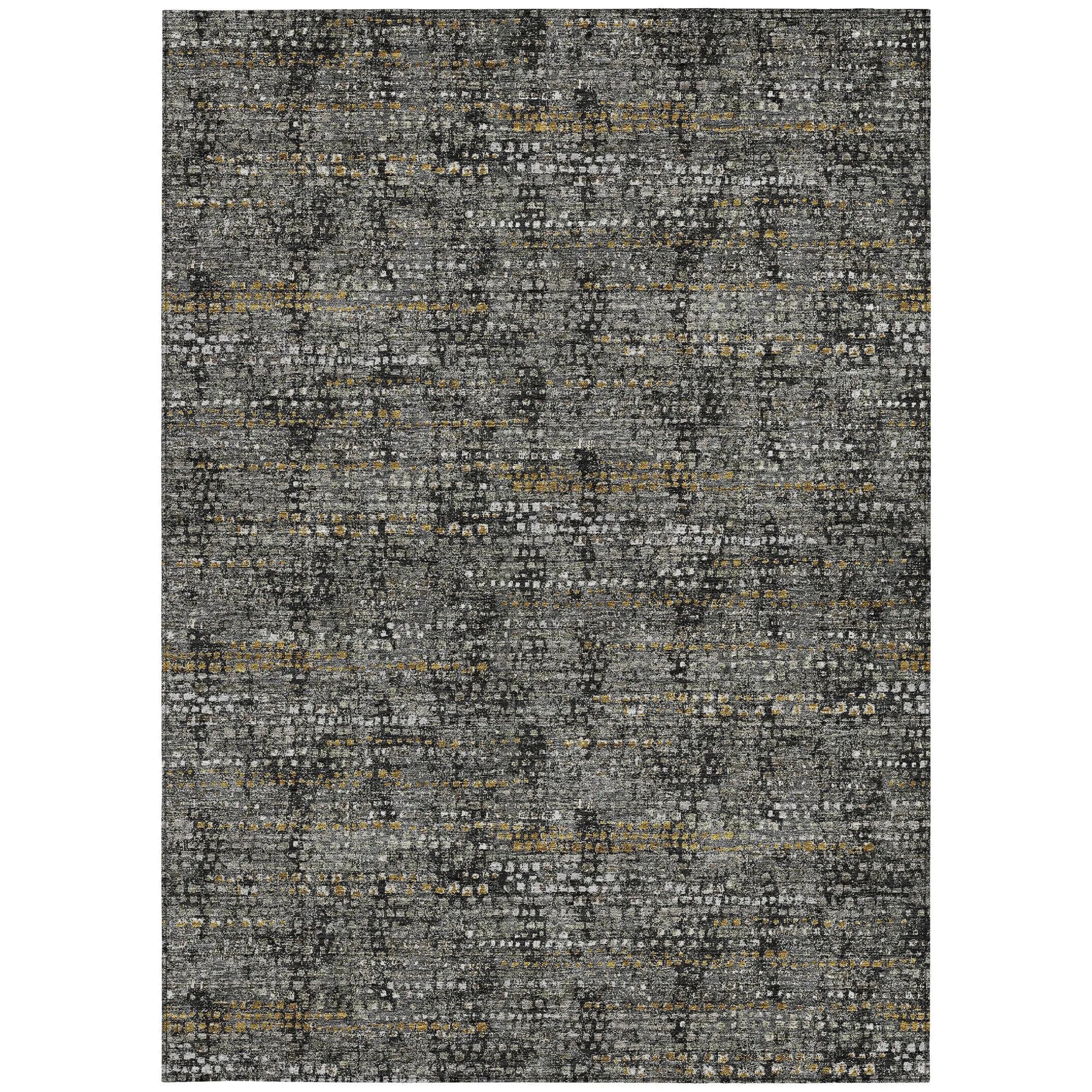 3' X 5' Black And Graphite Abstract Washable Indoor Outdoor Area Rug Homeroots Outdoor