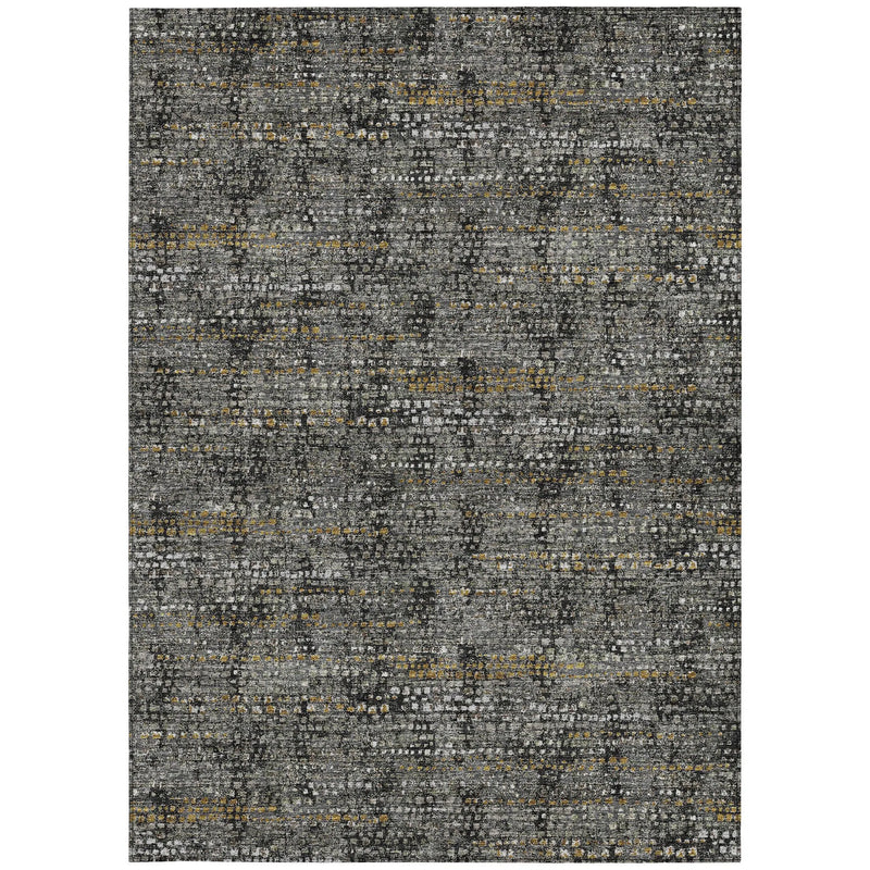 3' X 5' Black And Graphite Abstract Washable Indoor Outdoor Area Rug Homeroots Outdoor
