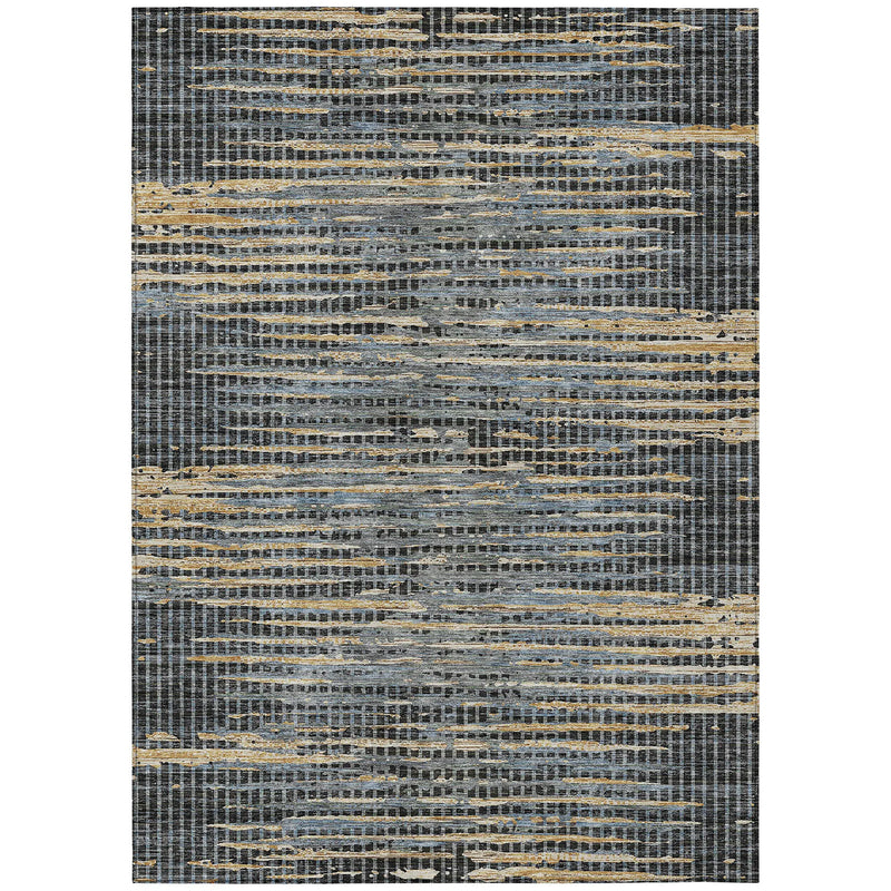 3' X 5' Black And Graphite Abstract Washable Indoor Outdoor Area Rug Homeroots Outdoor